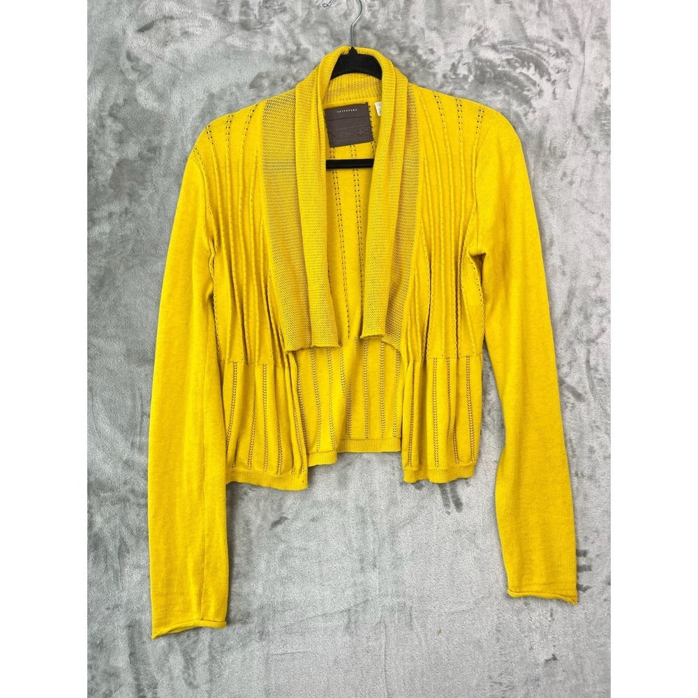 Anthropologie Guinevere Yellow Cropped Cardigan Sweater Cotton Cashmere Size S